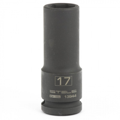 Головка ударная удлиненная шестигранная, 17 мм, 1/2, CrMo Stels